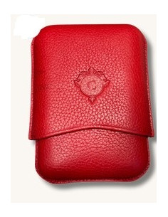 Portasigari per tre ammezzati toscani in pelle martellata rossa