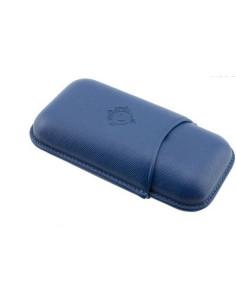 Portasigari per due sigari medi in pelle saffiano blu